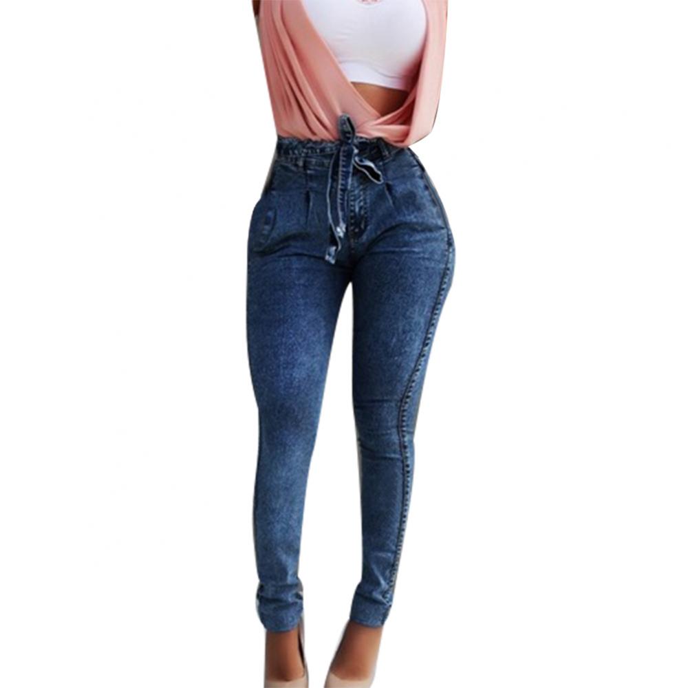 Plus Size High-Waist Skinny Jeans for Women with Belt