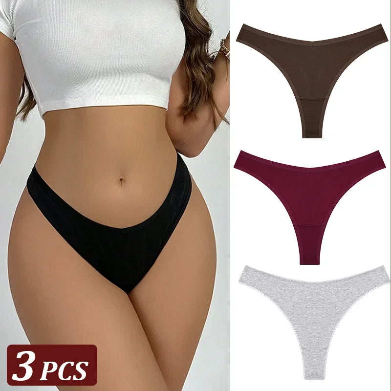 3Pcs/Set Seamless Thong Cotton