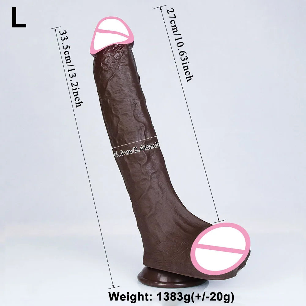 Realistic Soft Big Black Dildo Double Silicone