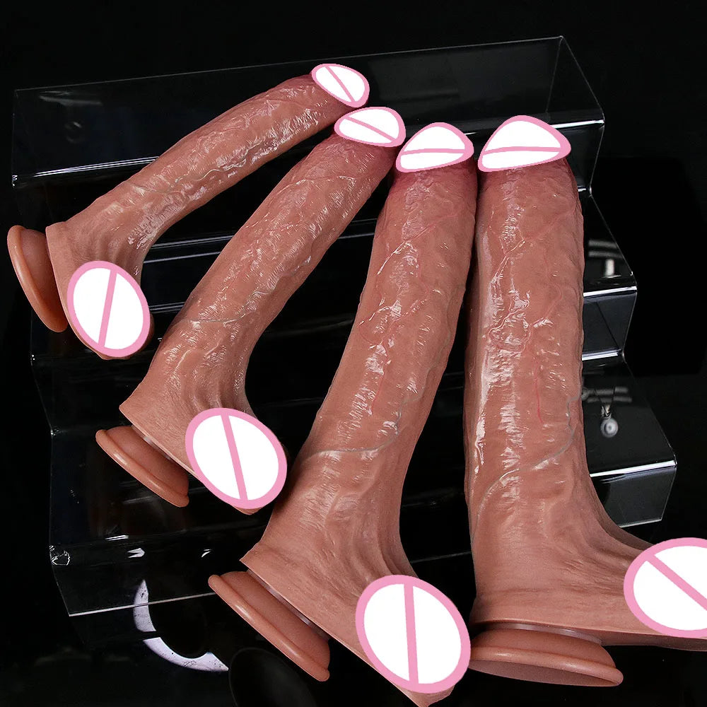 Realistic Soft Big Black Dildo Double Silicone
