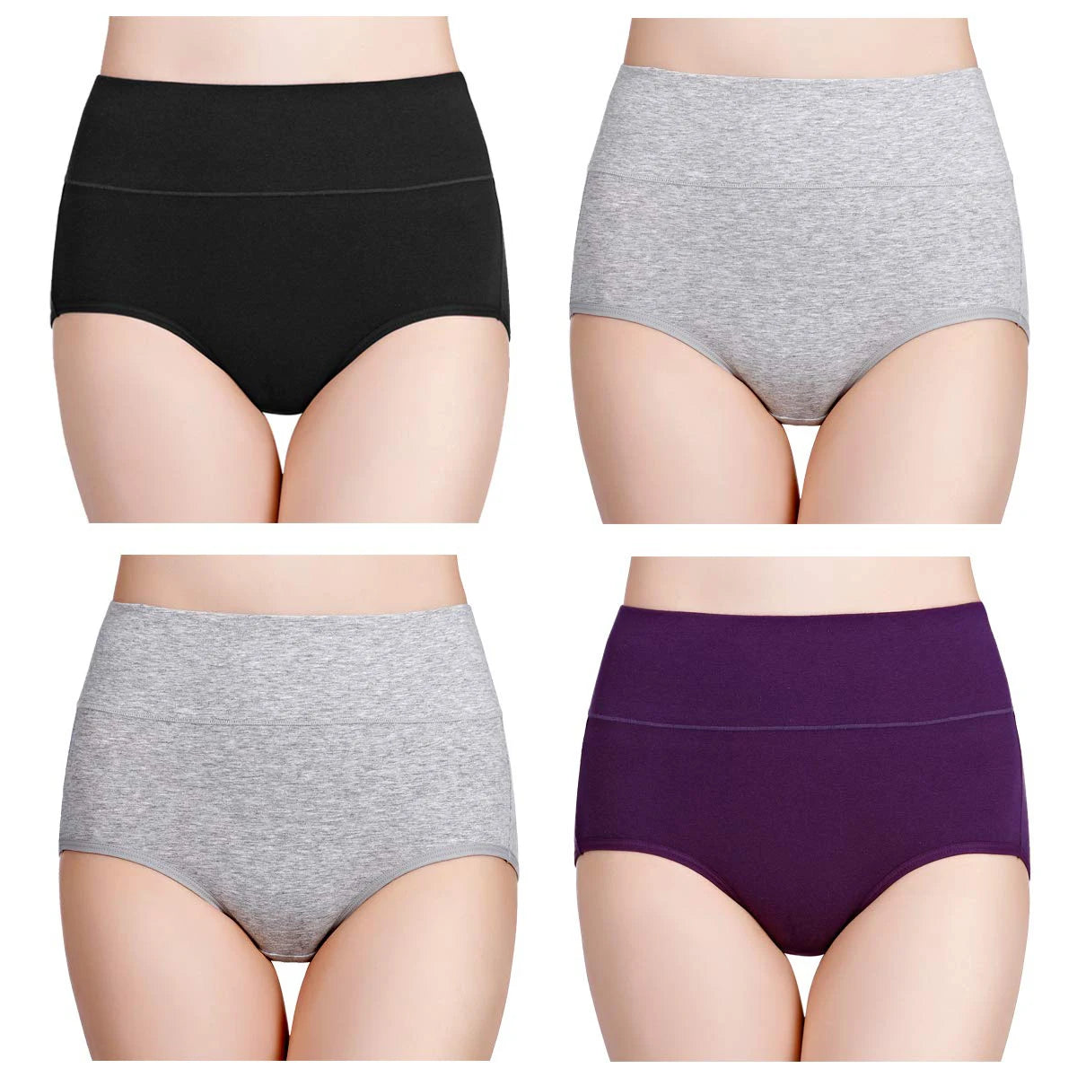 4pcs/pack High Waist Underwear Cotton Panties Women