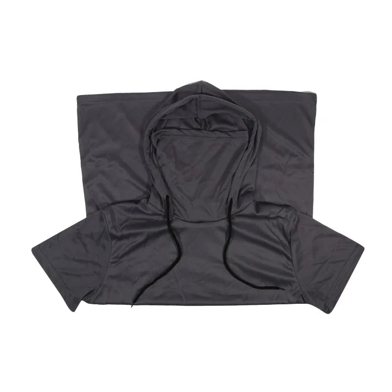 Men's Short Sleeve Gym Hoodie With Mask