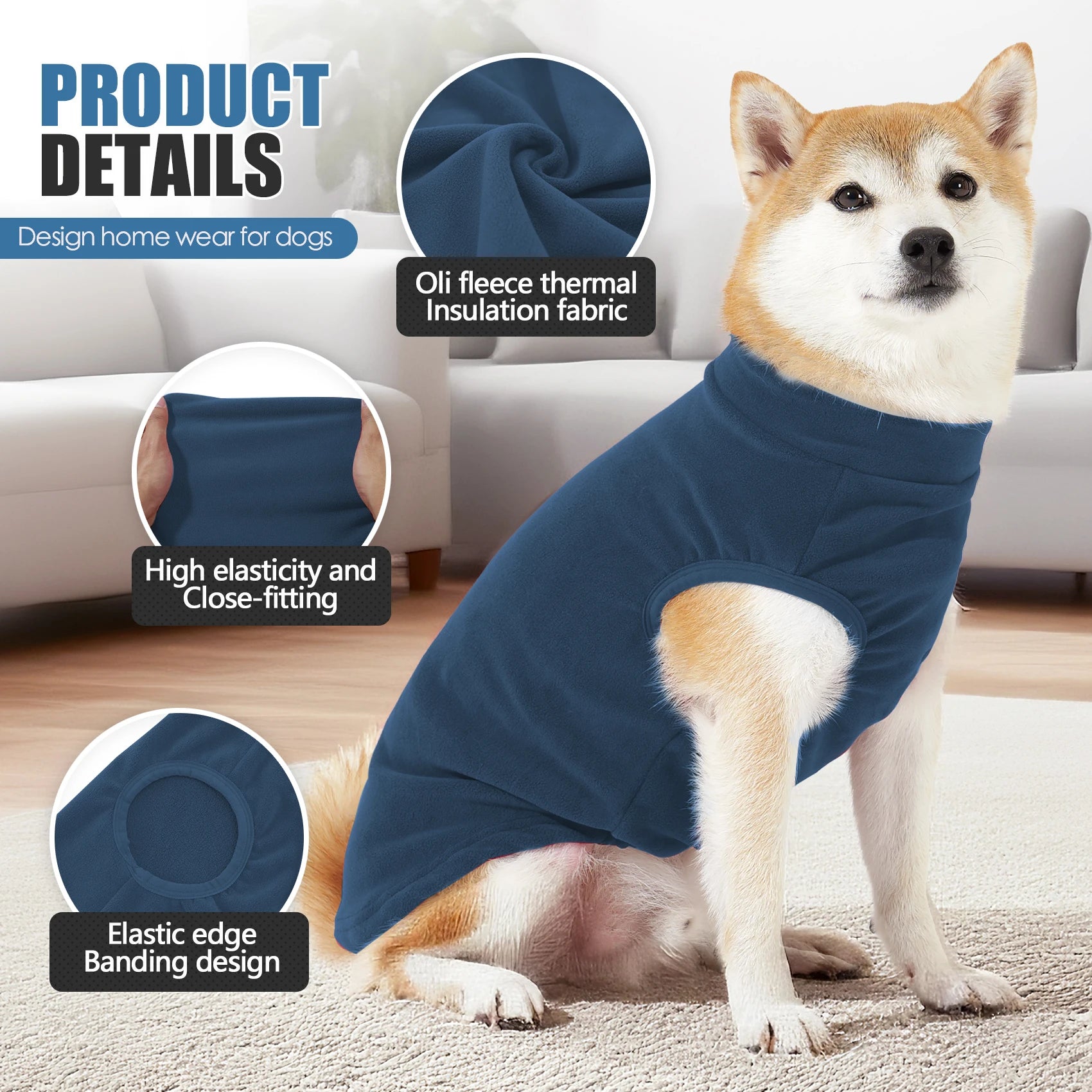 Fleece Dog Sweater – Soft Stretch Pullover Jacket for Dogs