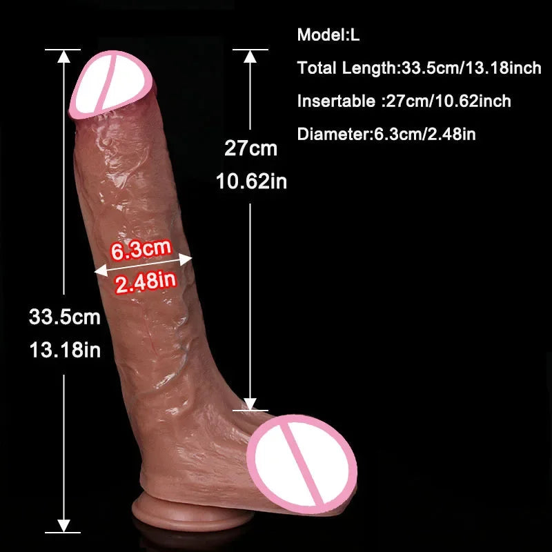 Realistic Soft Big Black Dildo Double Silicone