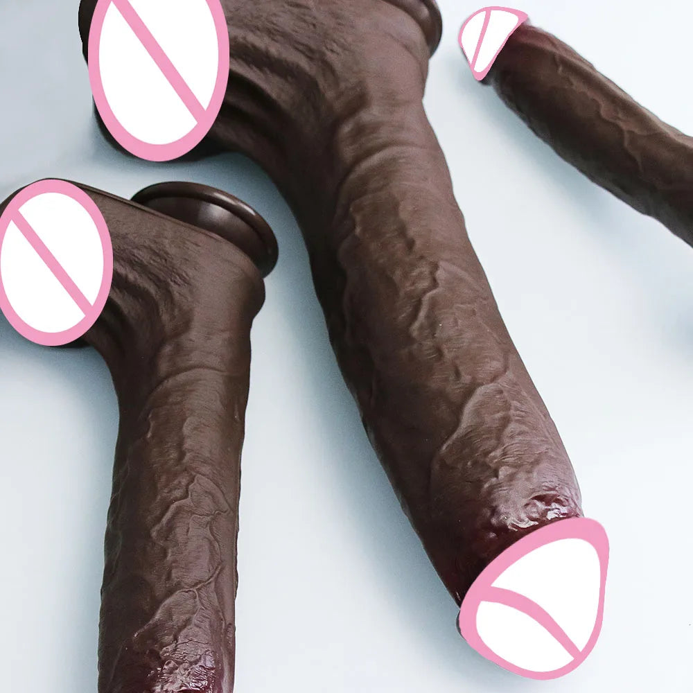 Realistic Soft Big Black Dildo Double Silicone