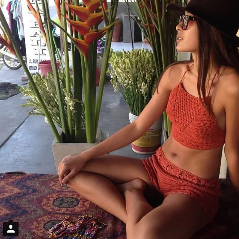 Sexy Hollow Out Hook Bikini Set