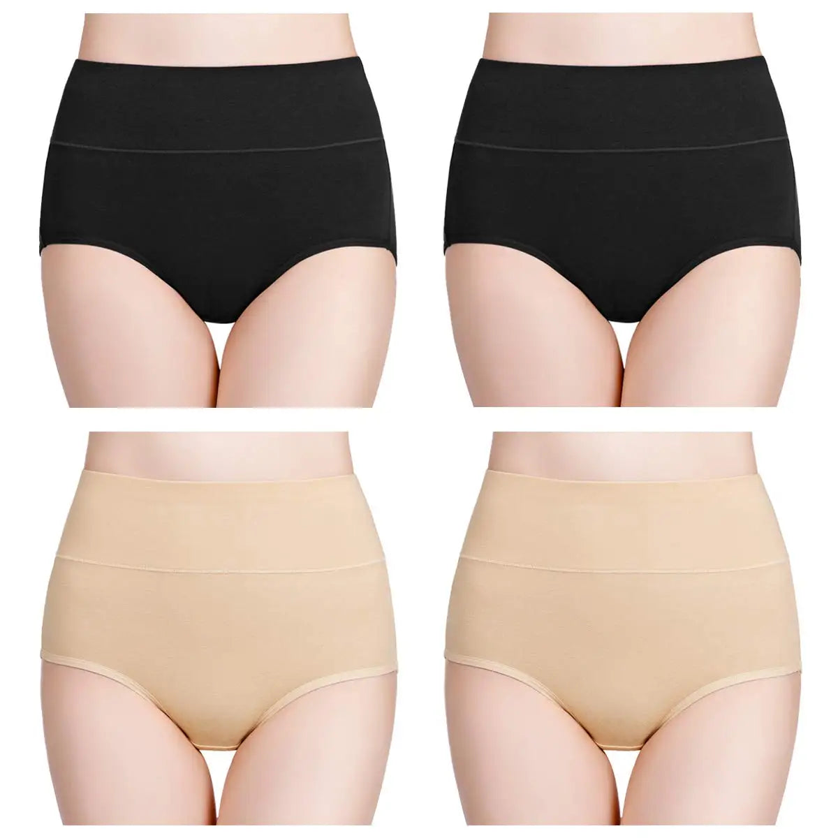 4pcs/pack High Waist Underwear Cotton Panties Women