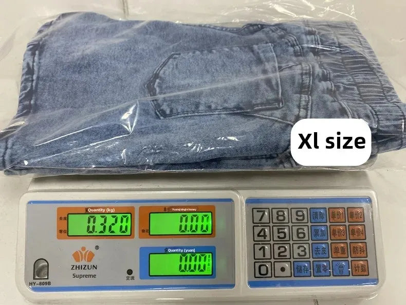 High-Waisted Elastic Denim Shorts For Women