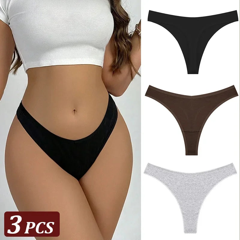 3Pcs/Set Seamless Thong Cotton