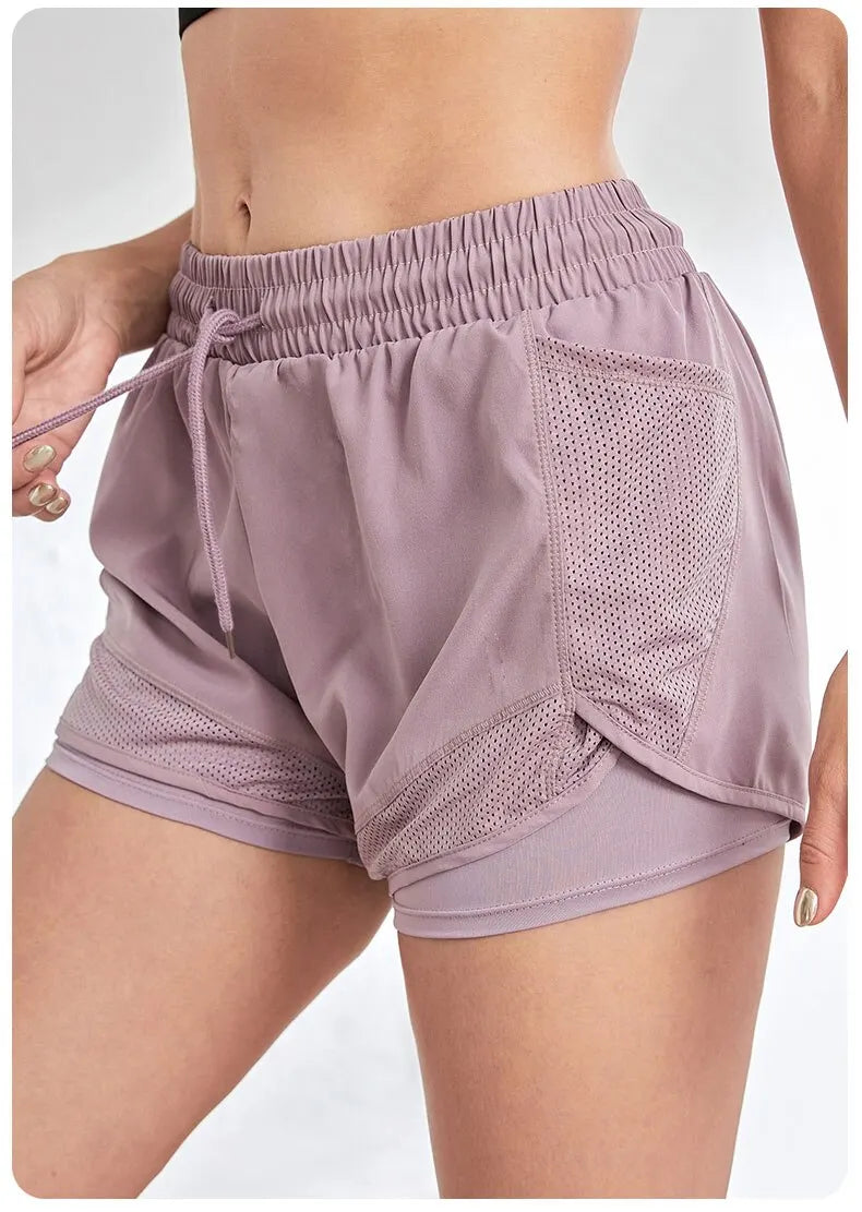Women's Elastic Sports Shorts with Pockets