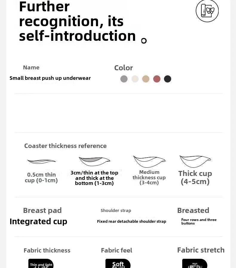 Sujetador push-up engrosado de 6 cm para pecho pequeño