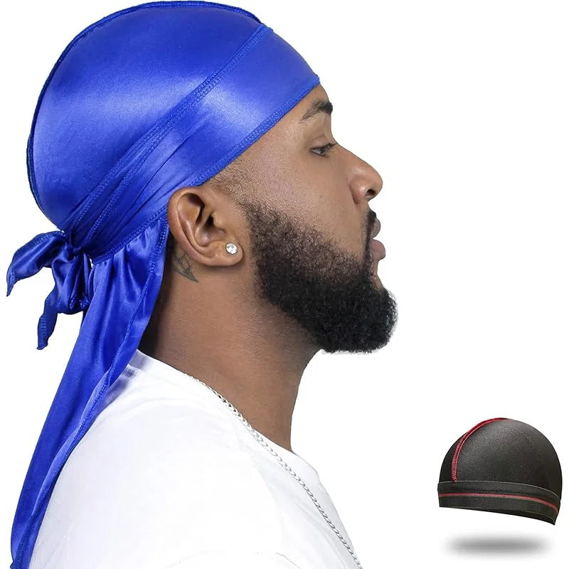 Unisex Long Silky Durag - Long Tail Head Scarf