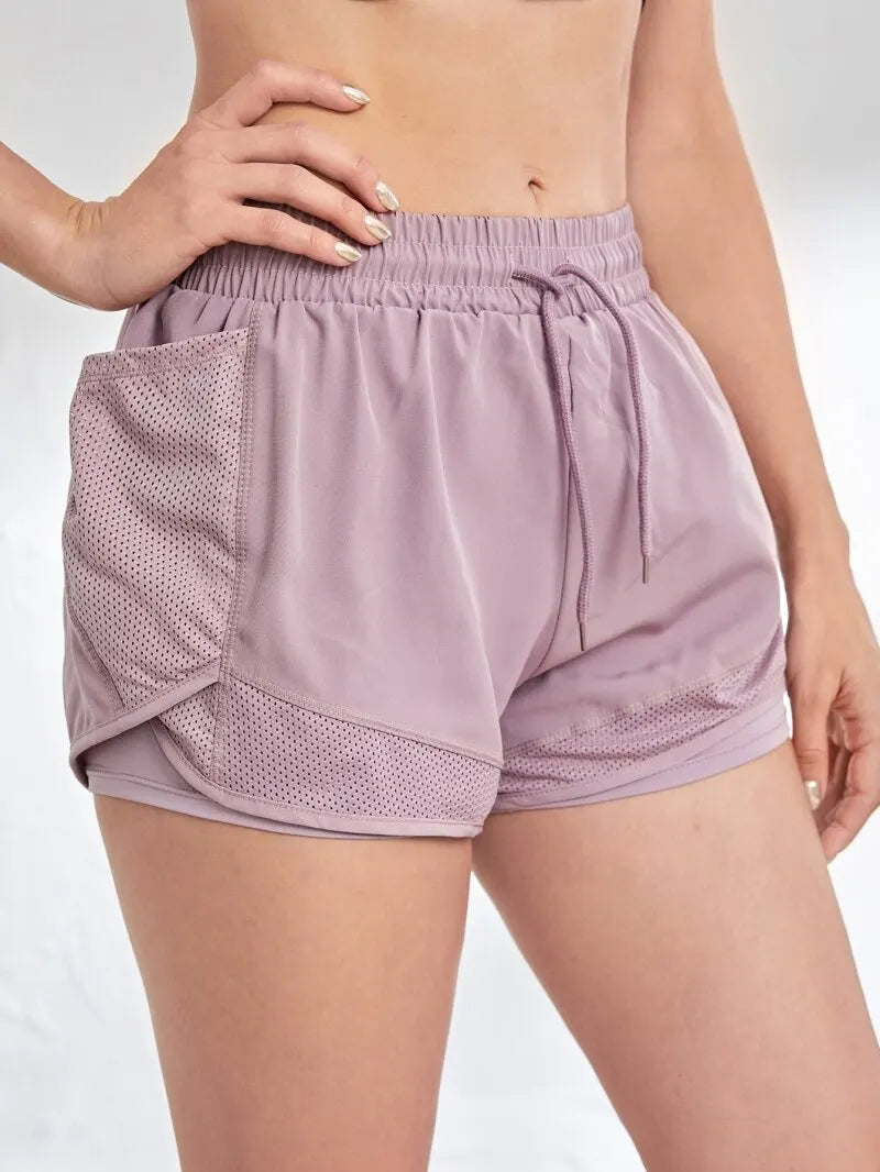 Women's Elastic Sports Shorts with Pockets