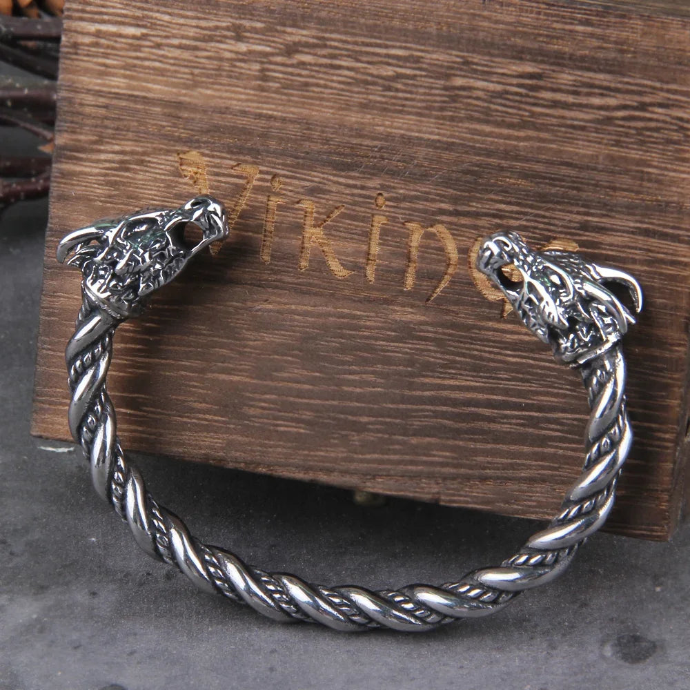 Nordic Viking Stainless Steel Cuff Bracelet