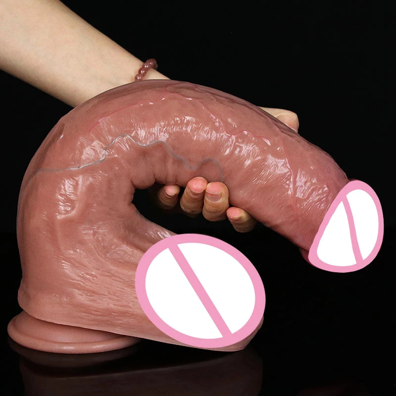 Realistic Soft Big Black Dildo Double Silicone
