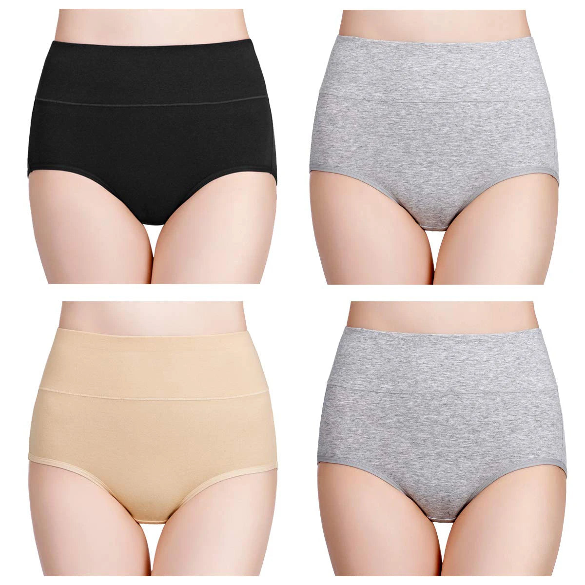 4pcs/pack High Waist Underwear Cotton Panties Women