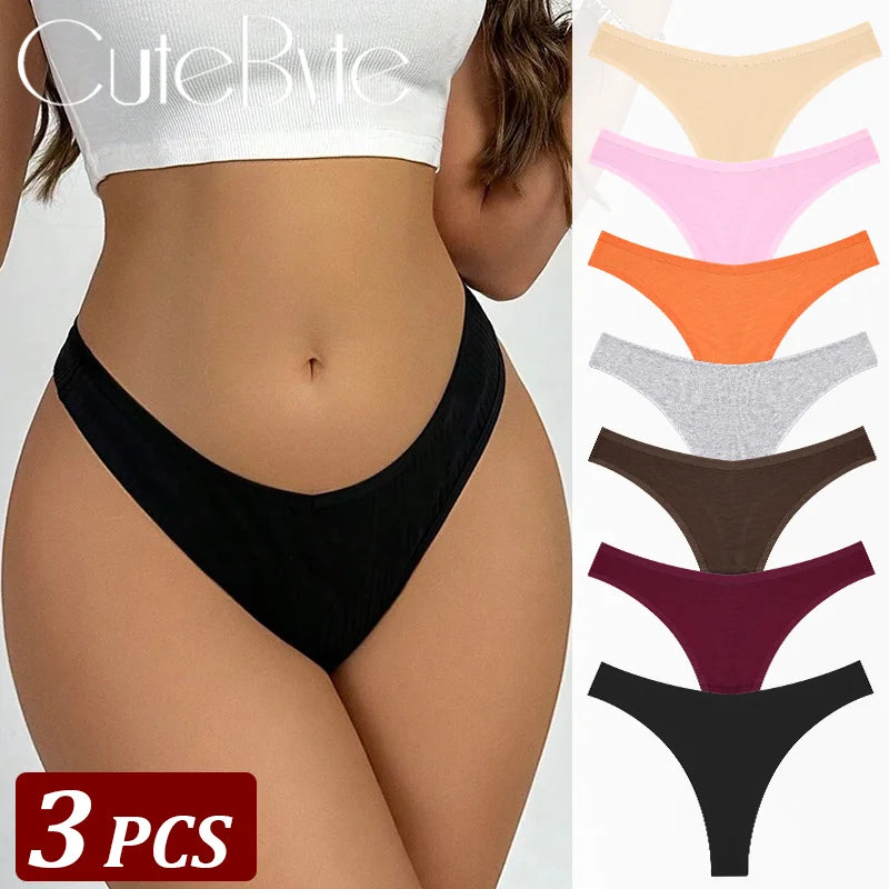 3Pcs/Set Seamless Thong Cotton