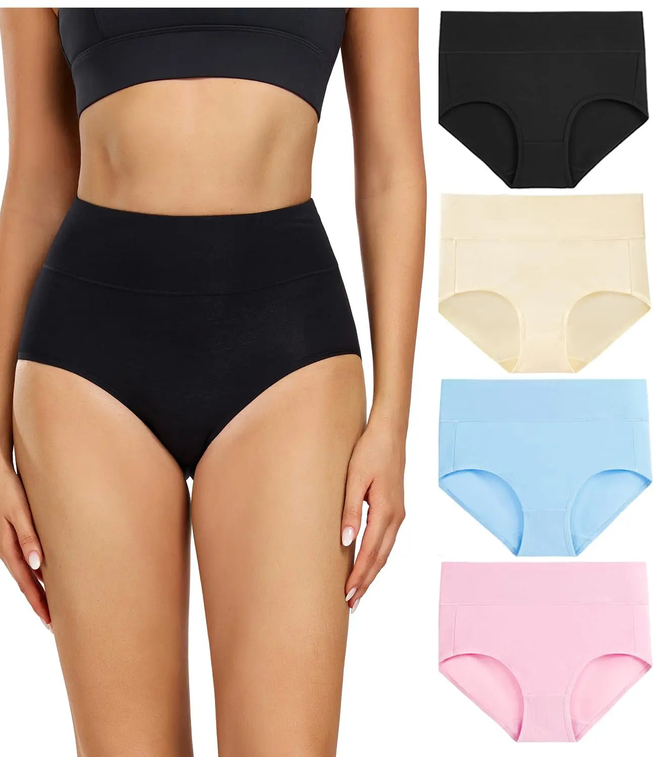 4pcs/pack High Waist Underwear Cotton Panties Women