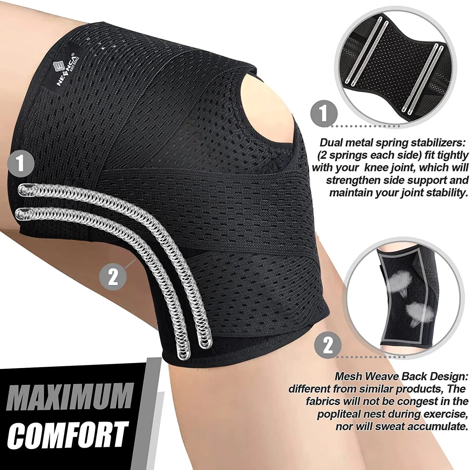 Compression Knee Support with Side Stabilizers