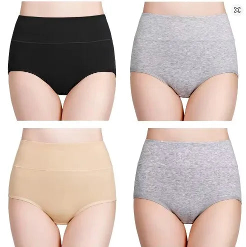 4pcs/pack High Waist Underwear Cotton Panties Women