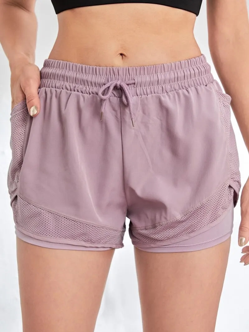 Women's Elastic Sports Shorts with Pockets