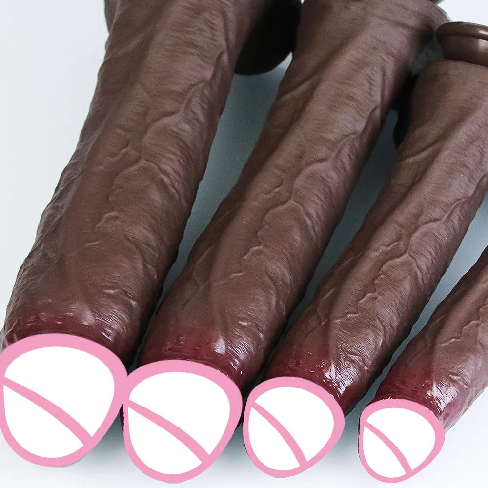 Realistic Soft Big Black Dildo Double Silicone