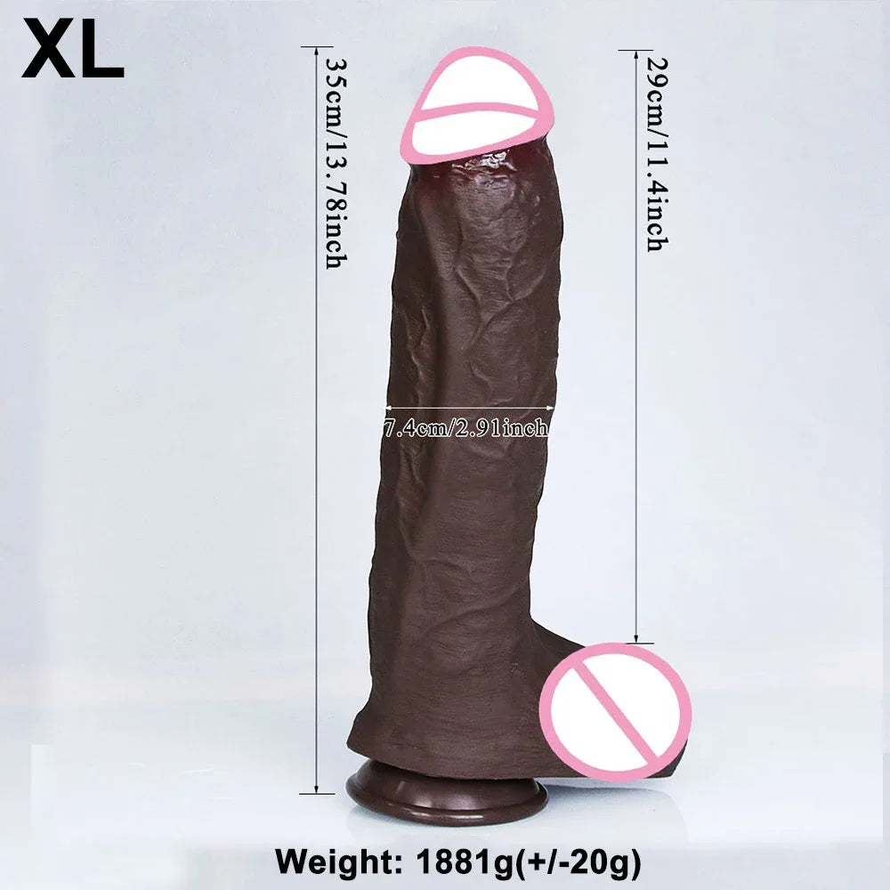 Realistic Soft Big Black Dildo Double Silicone