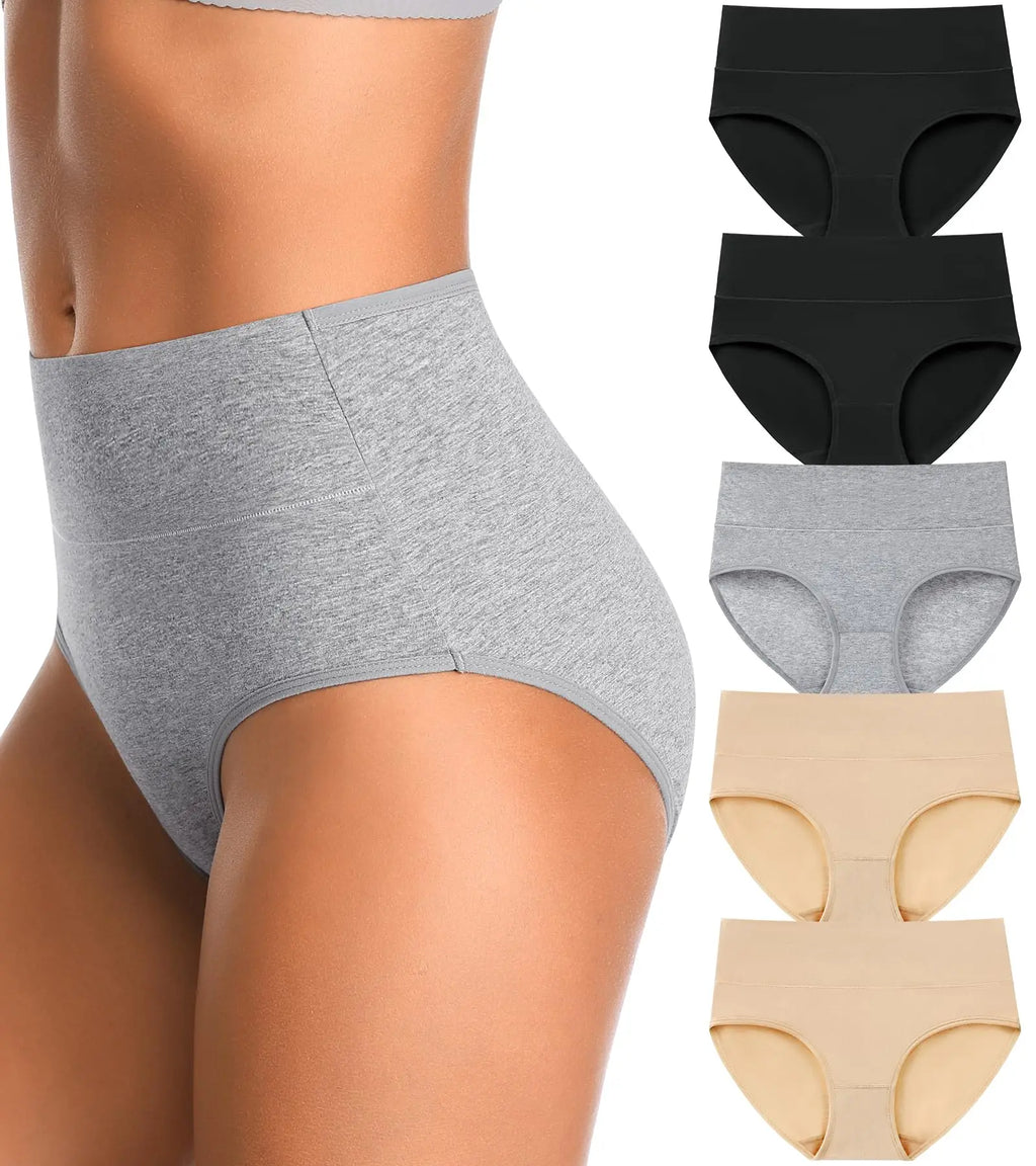 4pcs/pack High Waist Underwear Cotton Panties Women