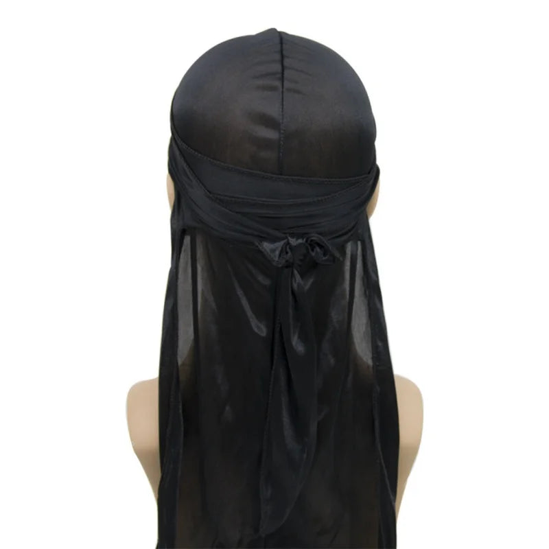 Unisex Long Silky Durag - Long Tail Head Scarf