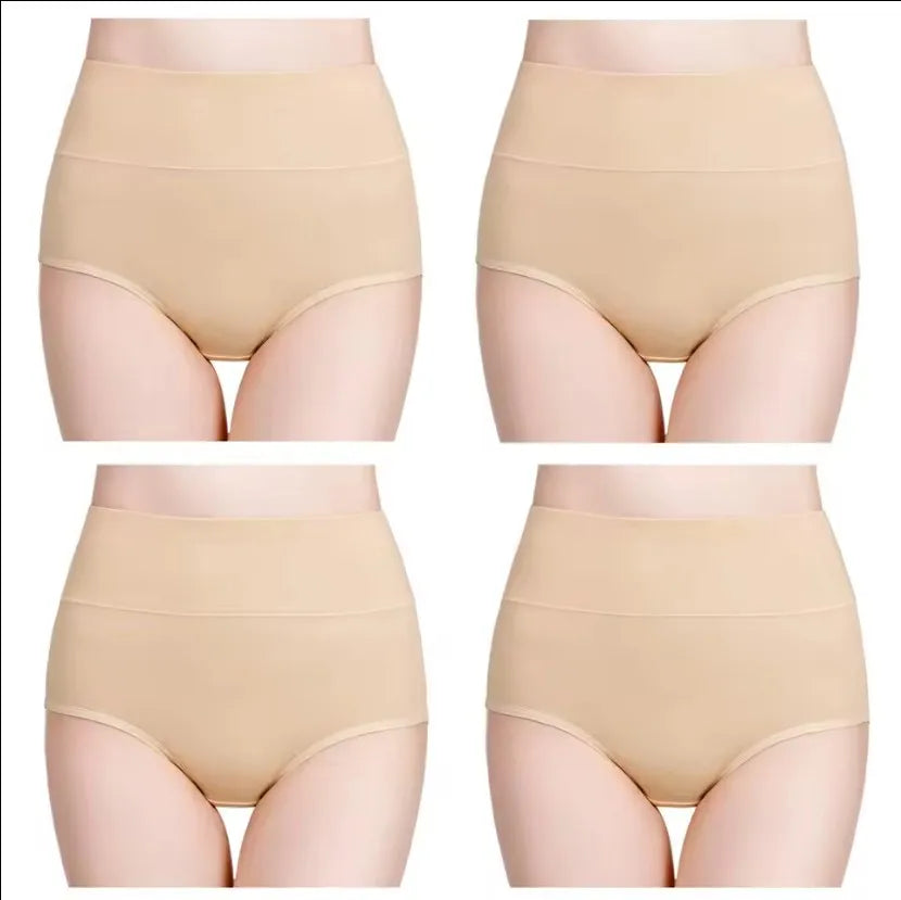 4pcs/pack High Waist Underwear Cotton Panties Women