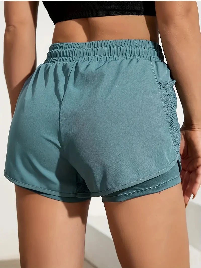 Women's Elastic Sports Shorts with Pockets