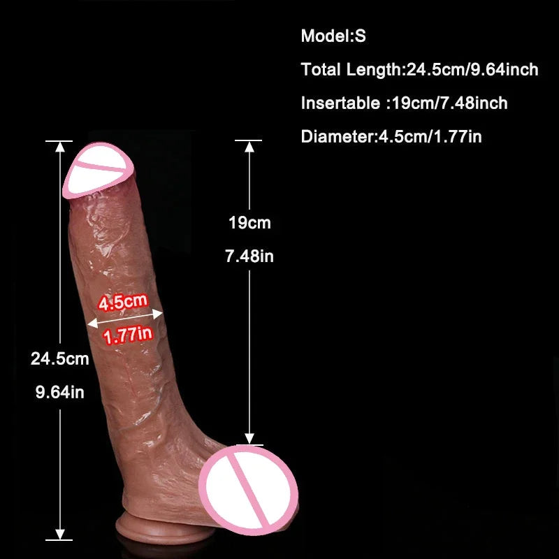 Realistic Soft Big Black Dildo Double Silicone