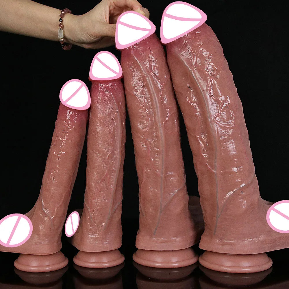 Realistic Soft Big Black Dildo Double Silicone