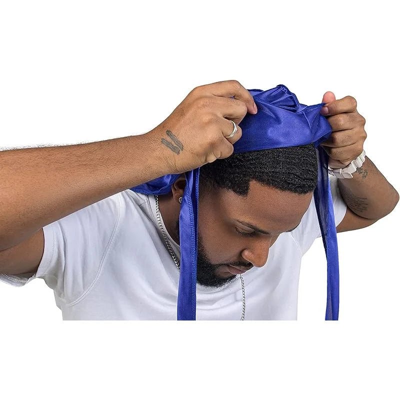 Unisex Long Silky Durag - Long Tail Head Scarf