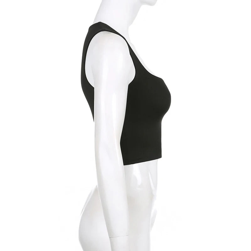 Sleeveless Collar Crop Tank Top