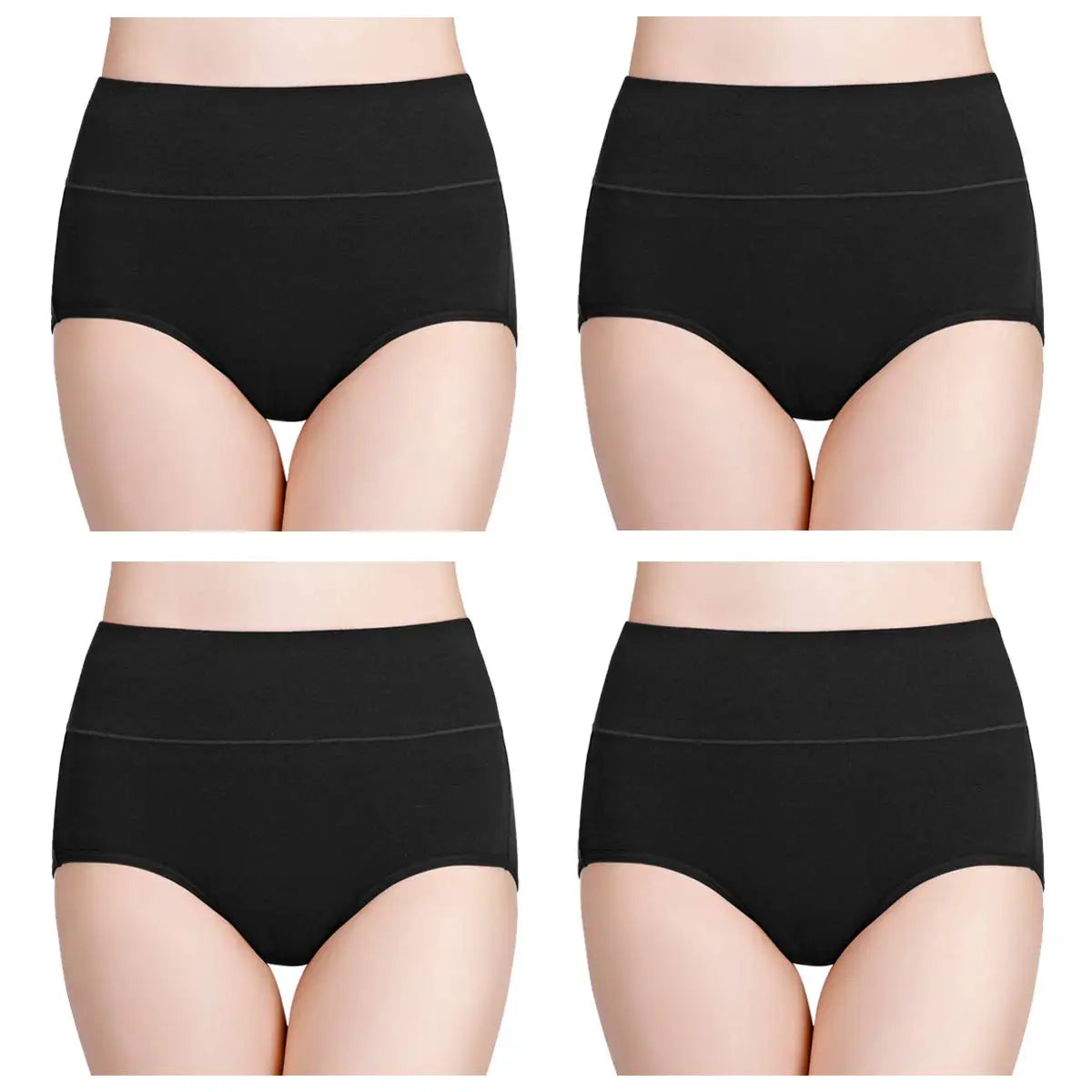 4pcs/pack High Waist Underwear Cotton Panties Women