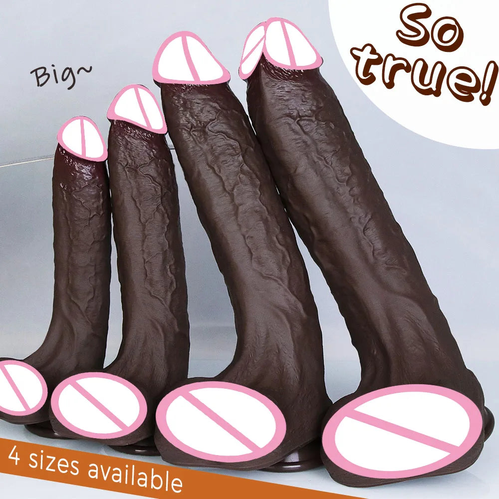 Realistic Soft Big Black Dildo Double Silicone