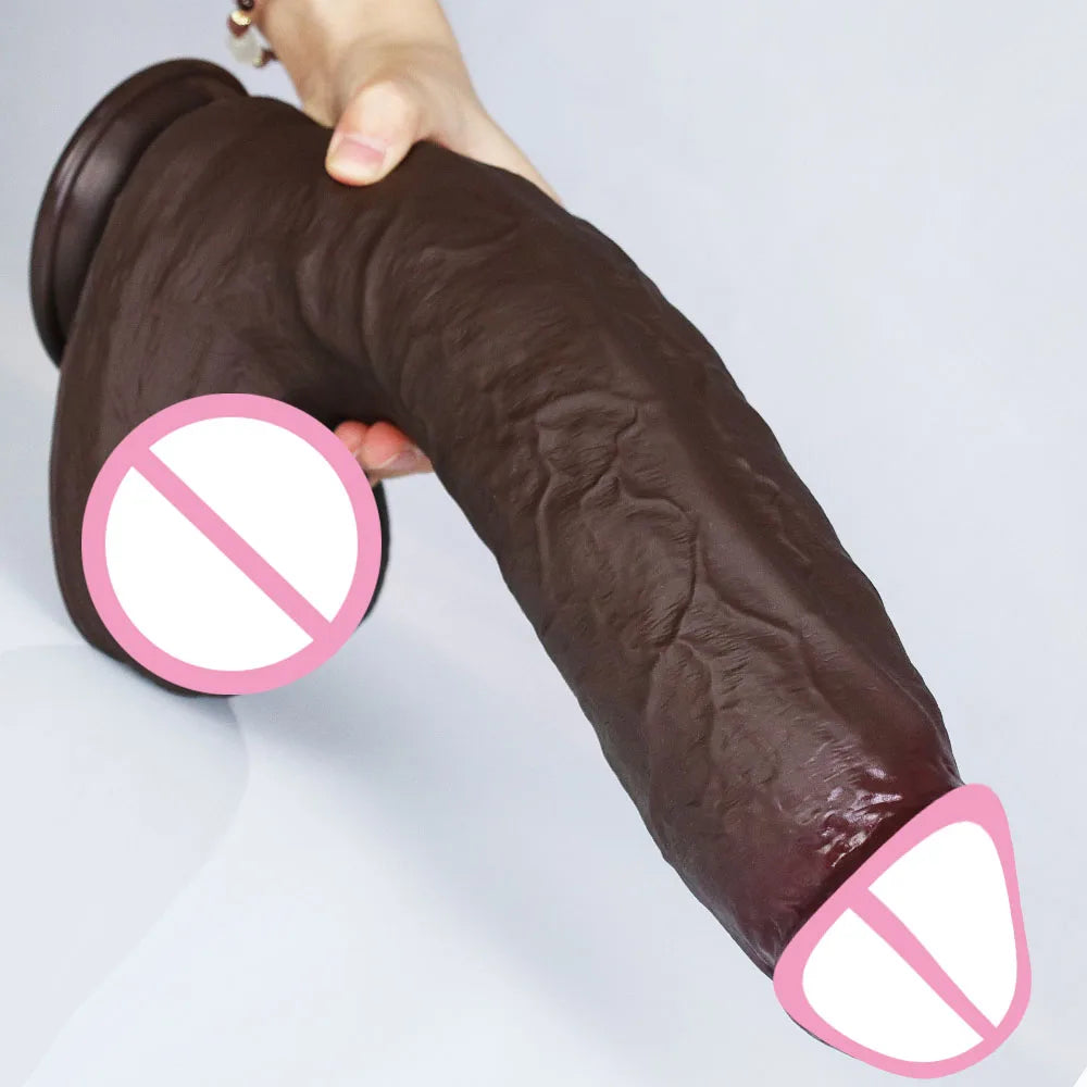 Realistic Soft Big Black Dildo Double Silicone