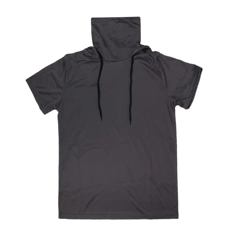 Men's Short Sleeve Gym Hoodie With Mask