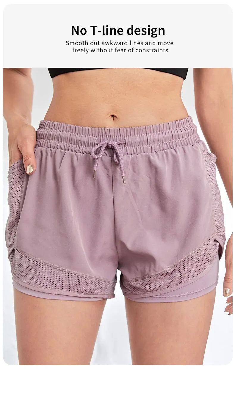 Women's Elastic Sports Shorts with Pockets