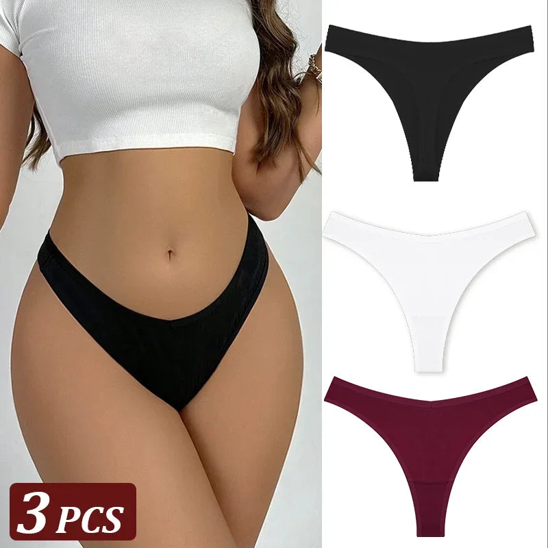 3Pcs/Set Seamless Thong Cotton