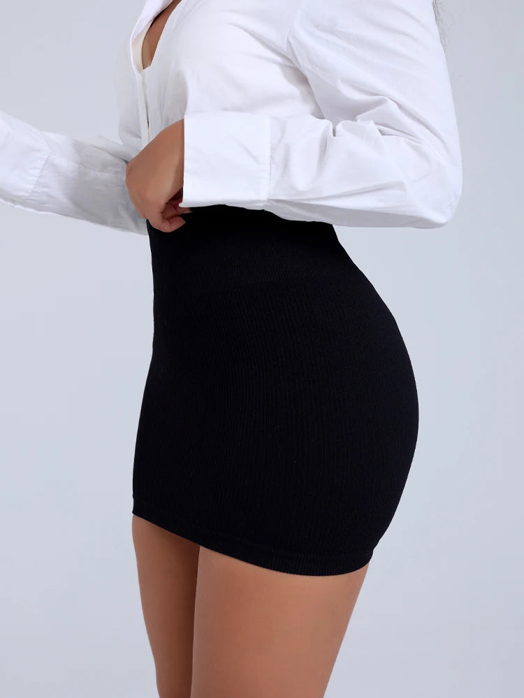 Women’s Ribbed High-Waist Mini Pencil Skirt