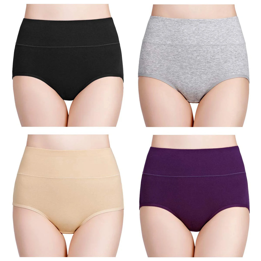 4pcs/pack High Waist Underwear Cotton Panties Women