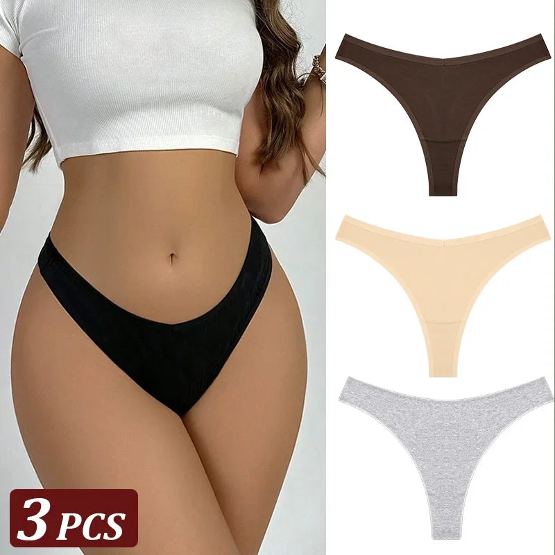 3Pcs/Set Seamless Thong Cotton