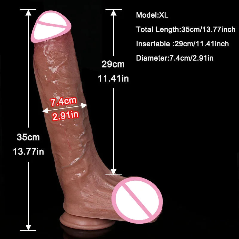 Realistic Soft Big Black Dildo Double Silicone