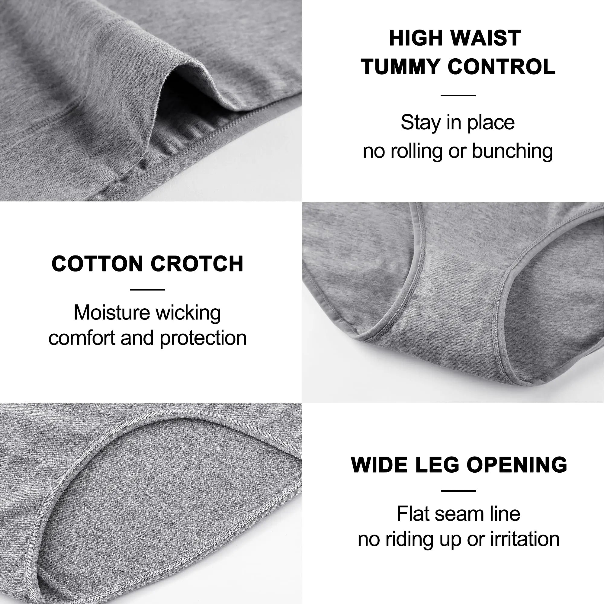 4pcs/pack High Waist Underwear Cotton Panties Women