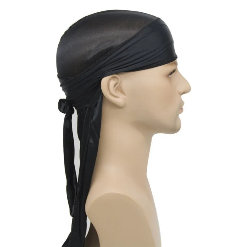 Unisex Long Silky Durag - Long Tail Head Scarf